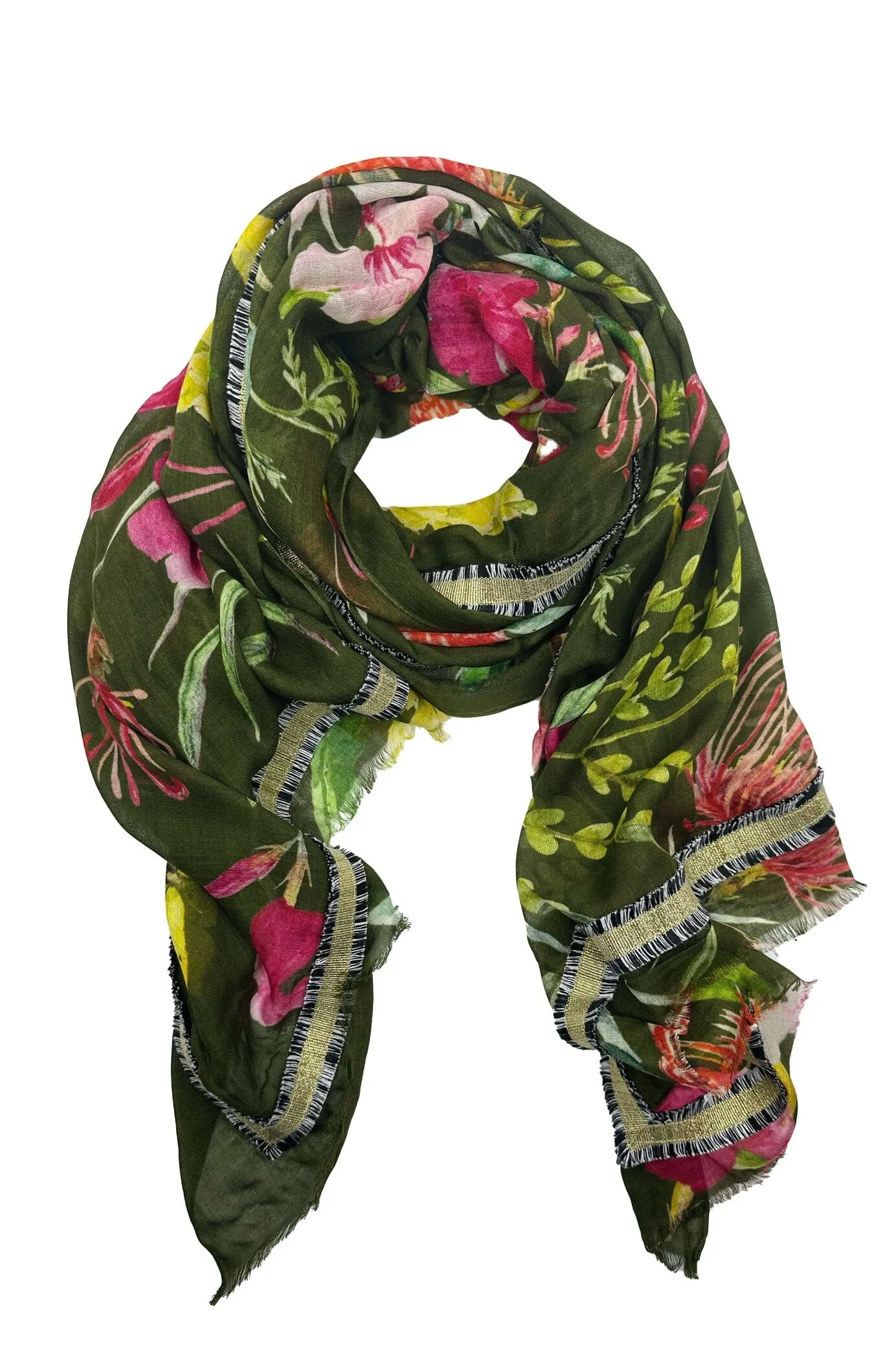 Rebekah Floral Modal Scarf Olive