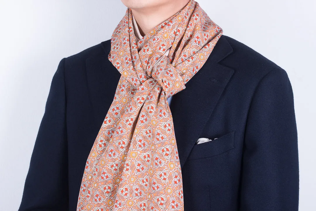 Scarf: Orange-White Arabesque