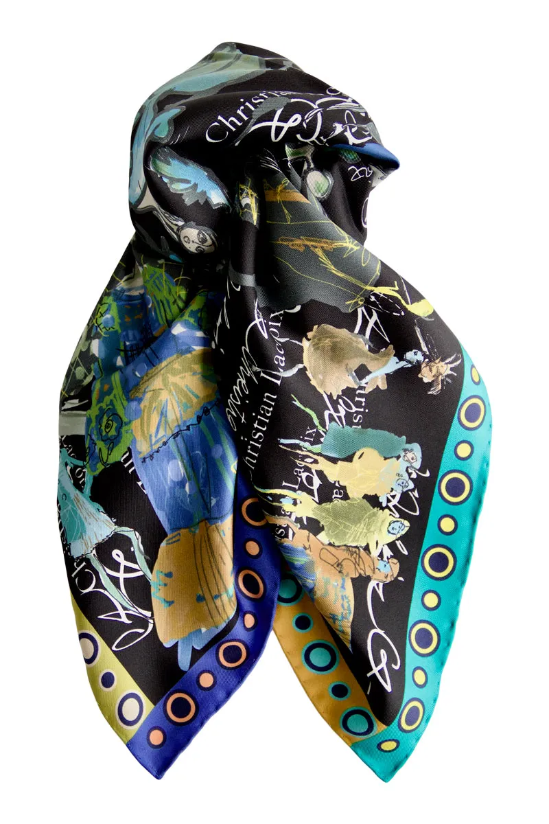 Silk scarf "Croquis" Lacroix - black