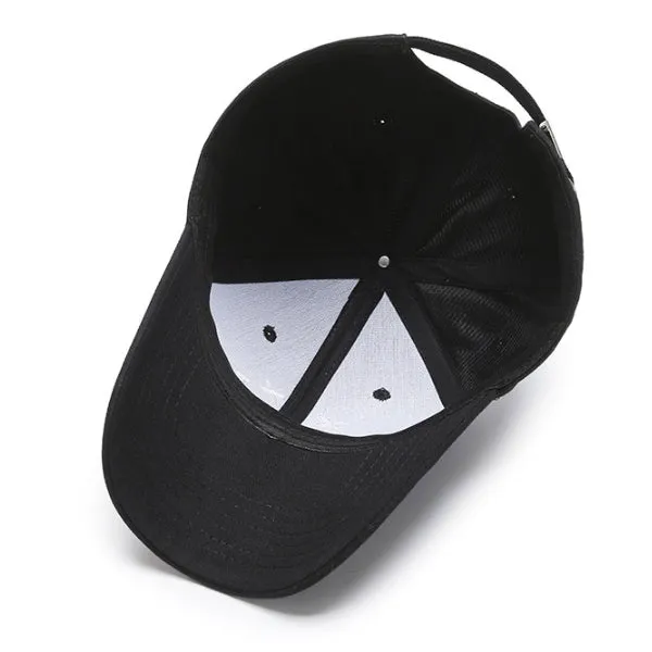 Smiley Face Embroidery Black Adjustable Baseball Cap 笑臉刺繡黑色可調節棒球帽 KCHT2388