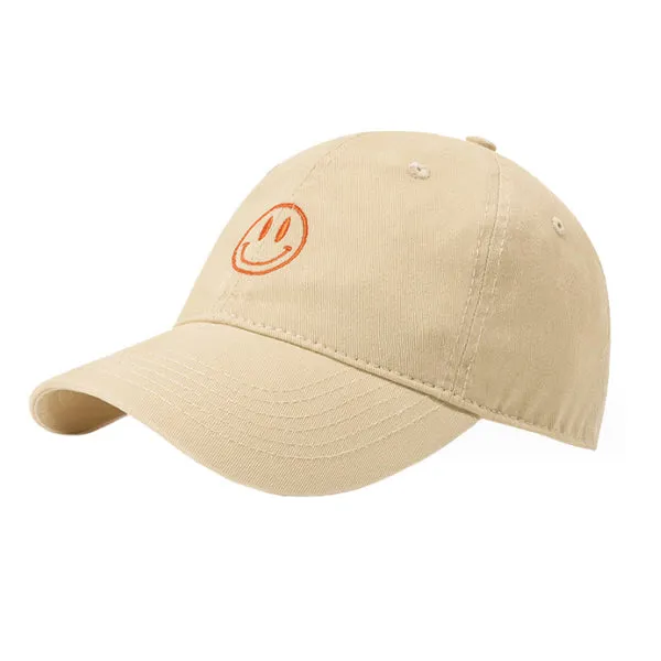 Smiley Face Embroidery Camel Adjustable Baseball Cap 笑臉刺繡駝色可調節棒球帽 KCHT2418