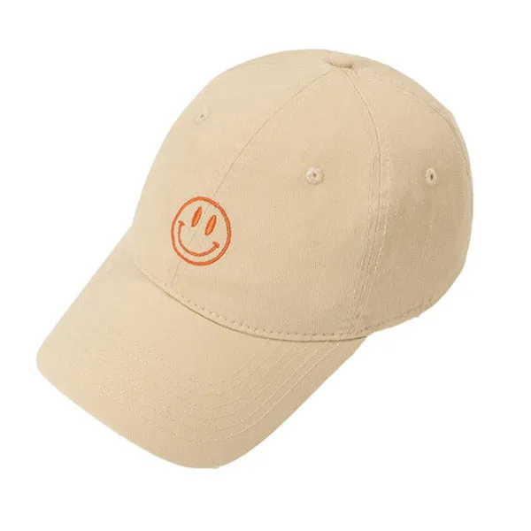 Smiley Face Embroidery Camel Adjustable Baseball Cap 笑臉刺繡駝色可調節棒球帽 KCHT2418