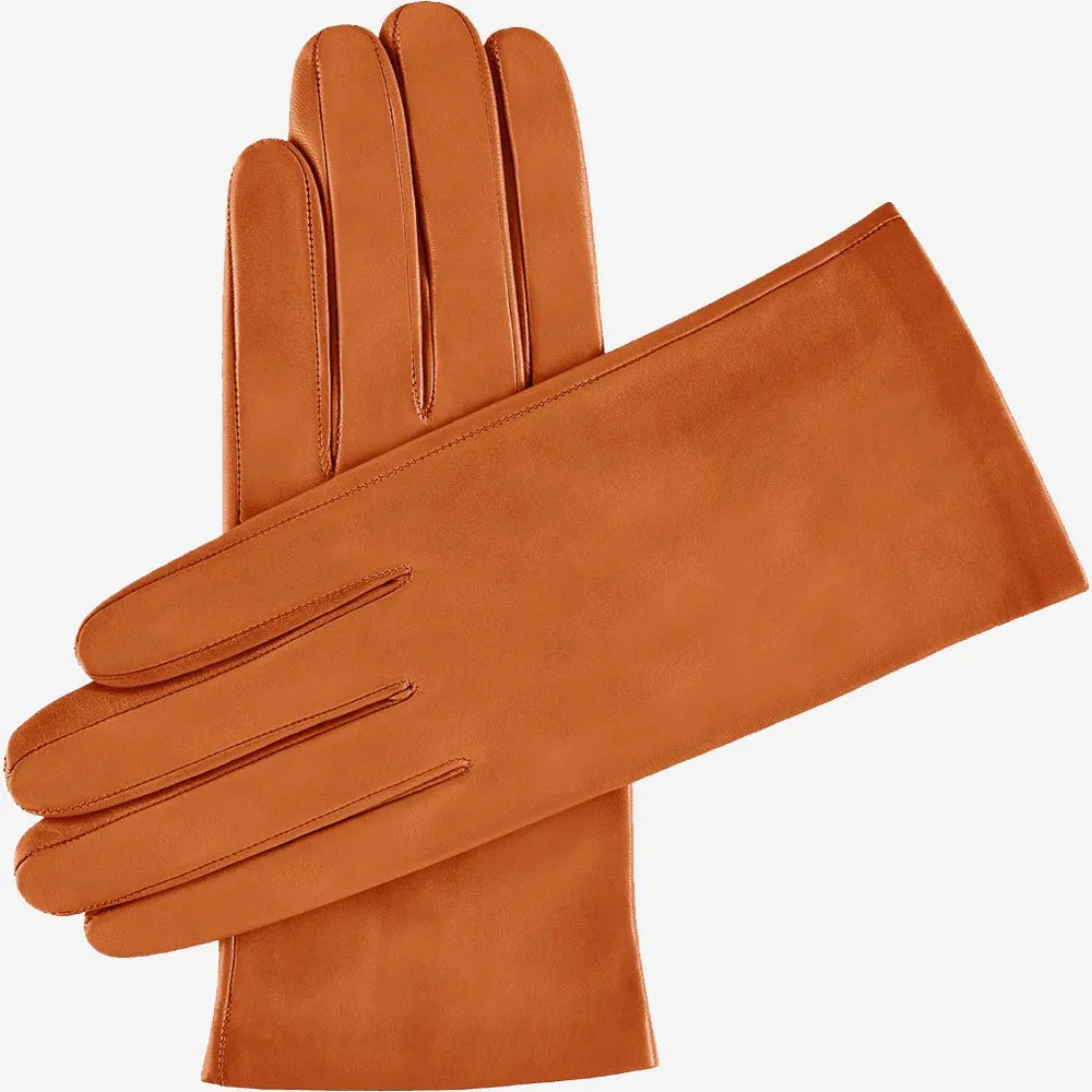 Sofia (cognac) - Italian lambskin leather gloves with silk lining