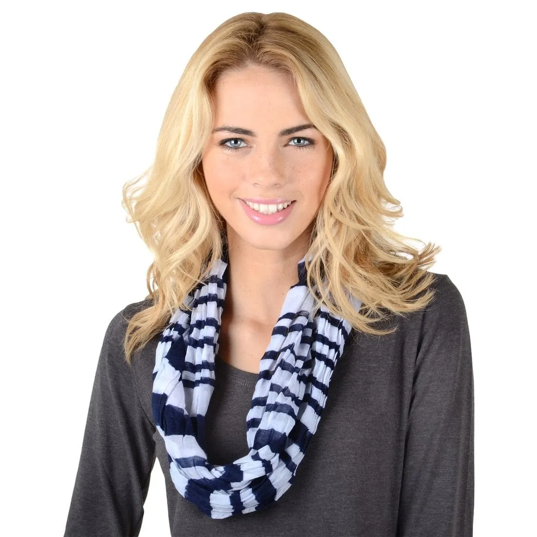 ST TROPEZ - Womens Stripe Nautical Lightweight Print Scarf