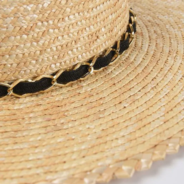 Straw Hat Natural with chain