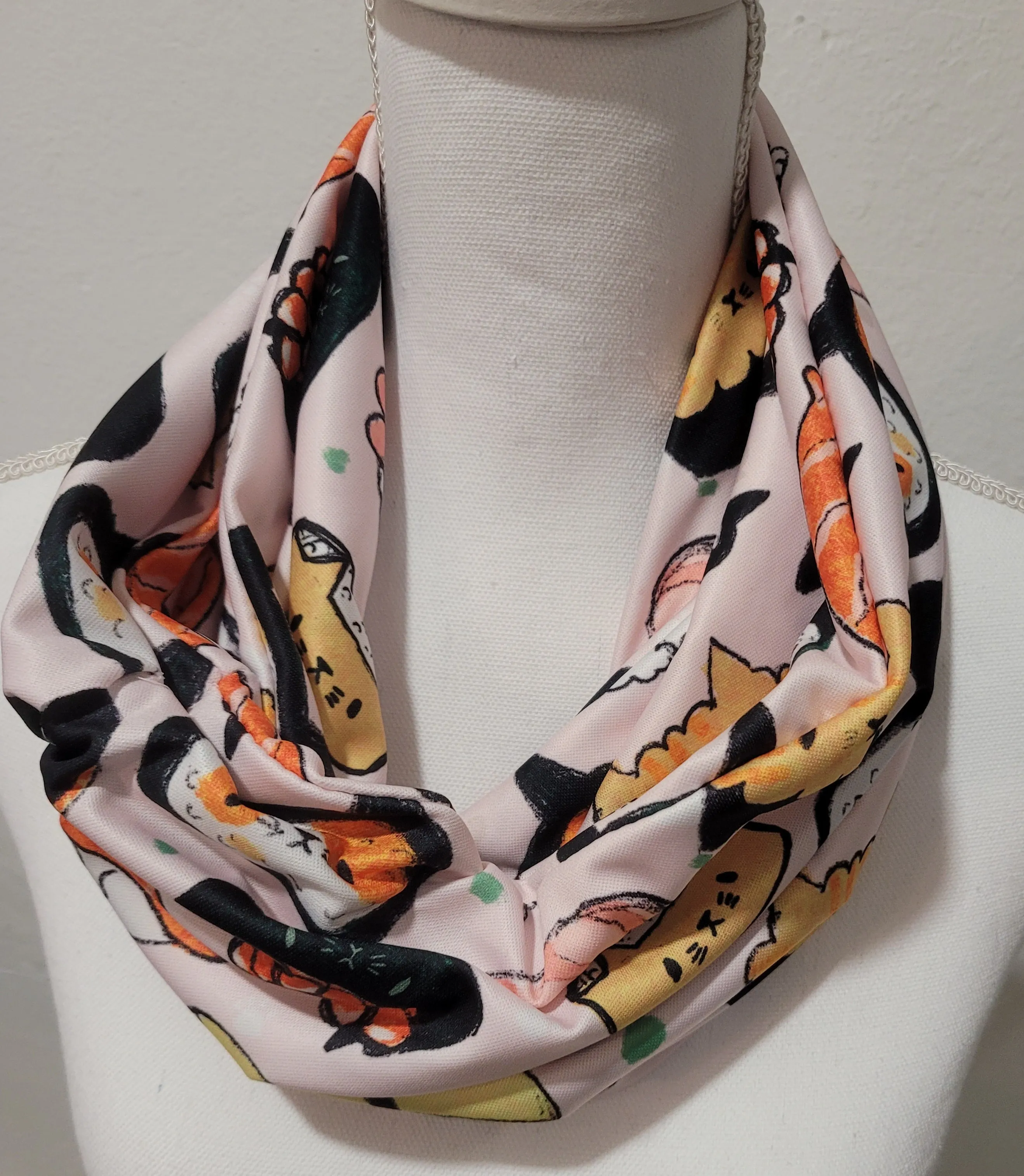 Sushi Cat Double Loop Infinity Scarf