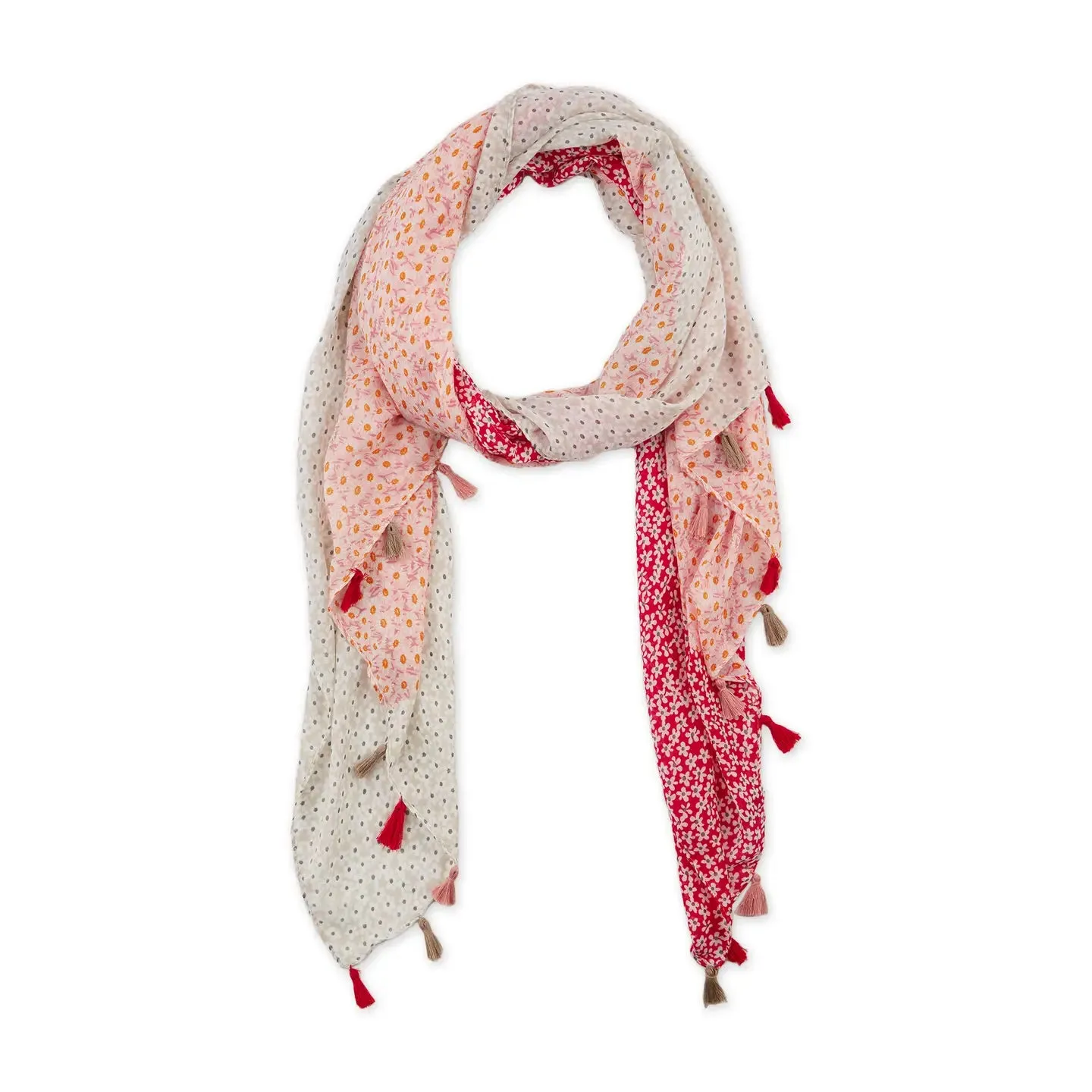 Tassel Accent Floral Scarf