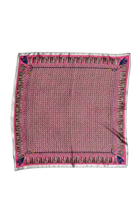 Tassel Illusion Print Scarf in Pink