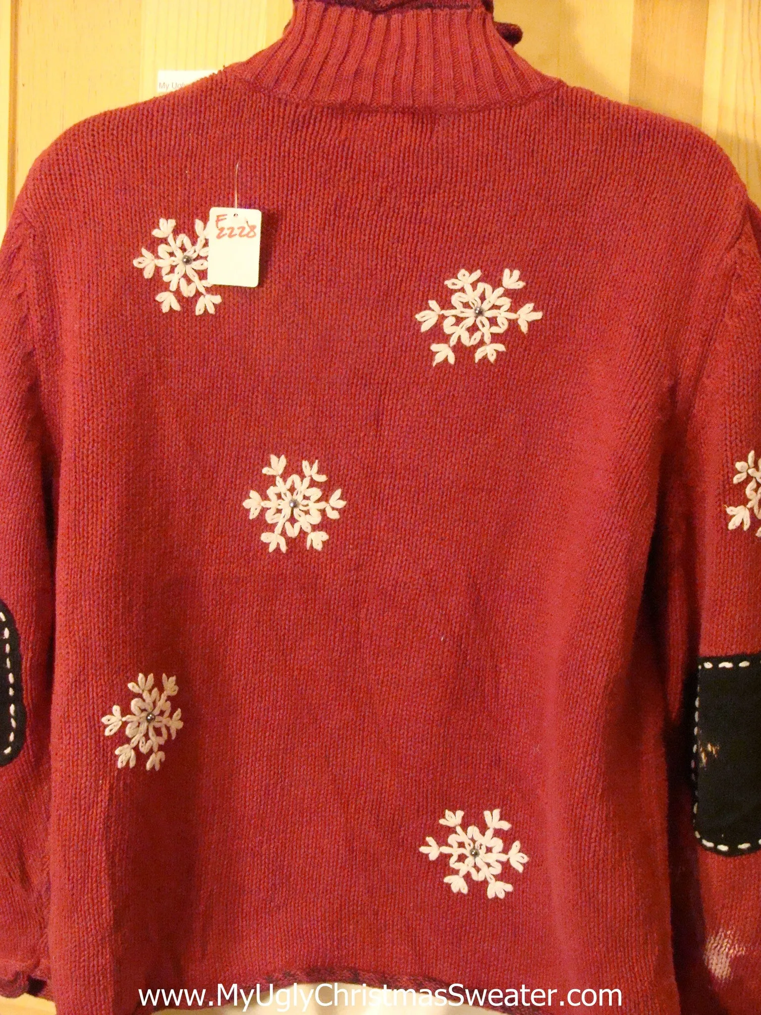 Ugly Christmas Sweater Huge Snowman and Geometric Snowflakes