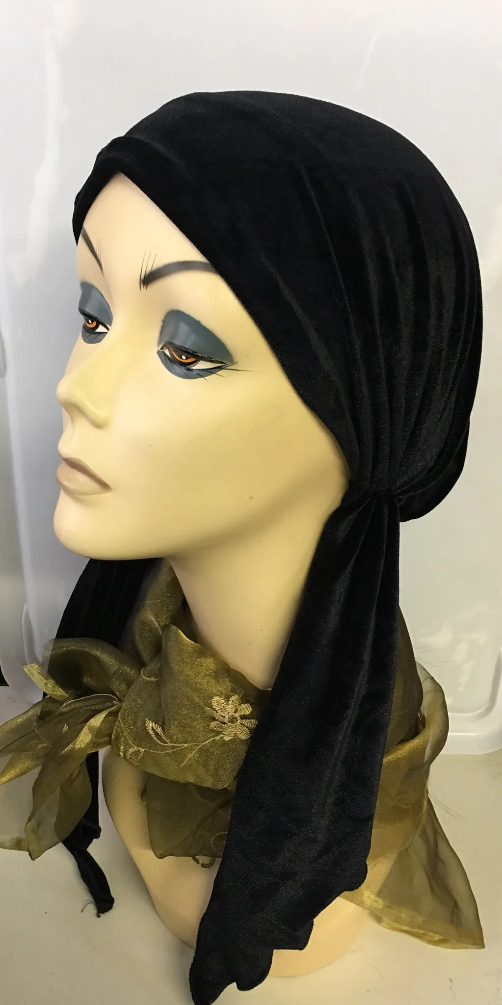 Velvet New Slip On Style Quality Stretchy Pre Tied Scarf Hair Wrap For Muslim Jewish Christian Women