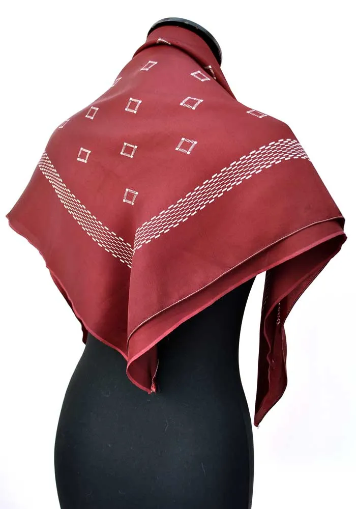 Vintage 40s Burgundy Wine Red Rayon Scarf • Shawl