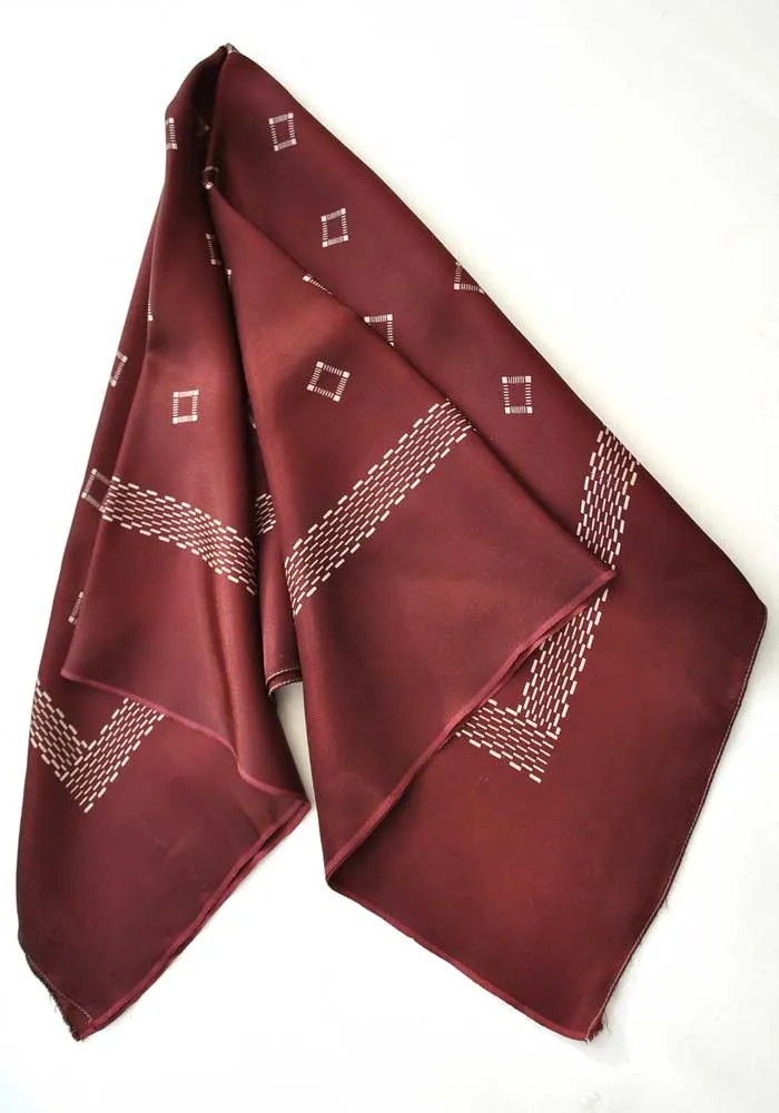 Vintage 40s Burgundy Wine Red Rayon Scarf • Shawl