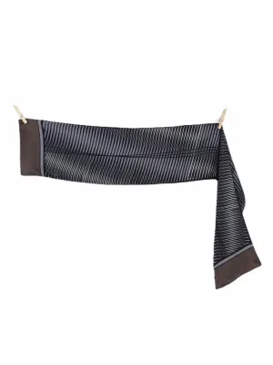 Vintage 60s Mod Black & Grey Abstract Striped Long Wide Scarf