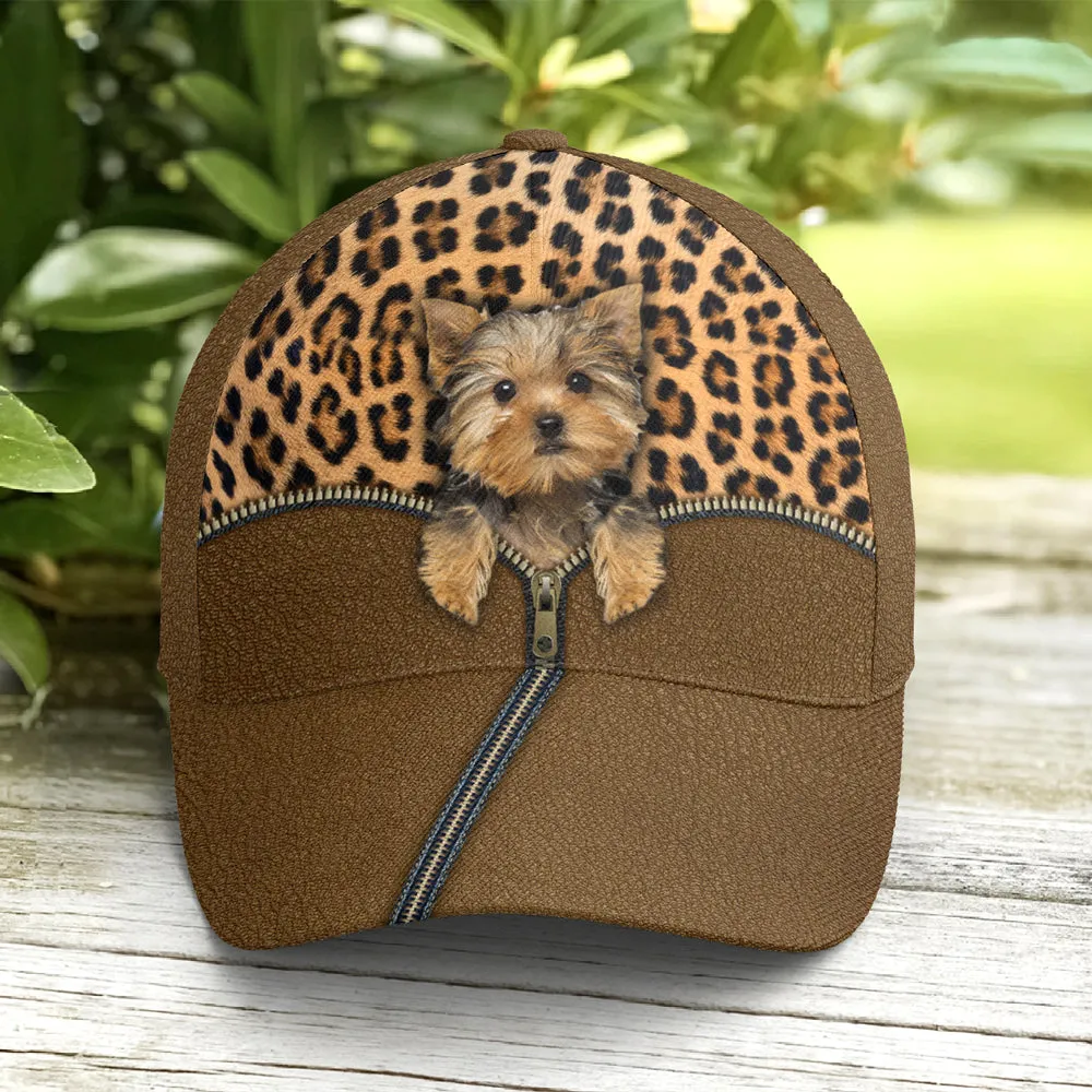 Yorkshire Dog Leopard Leather Style Baseball Cap Coolspod